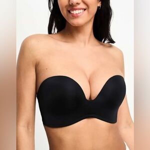 Wonderbra ultimate strapless bra black foam cups non-slip deep sweetheart